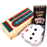 Solid Wood Cribbage Board & Playing Cards