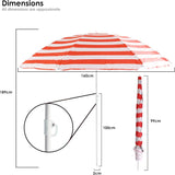 Red and White 160cm Parasol