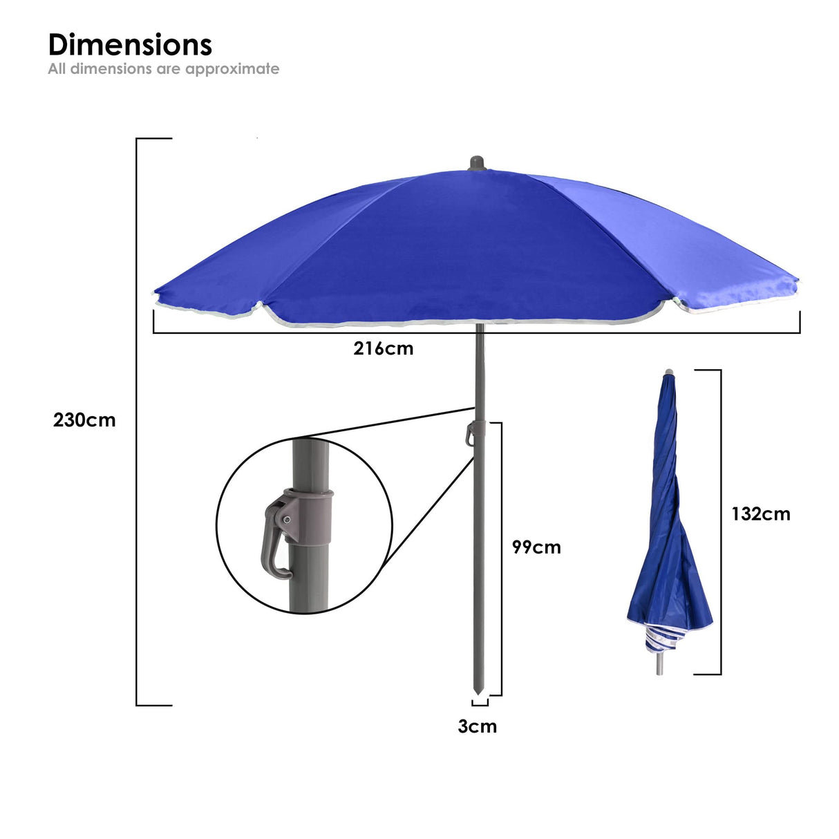 240cm UV Resistant Tilting Parasol