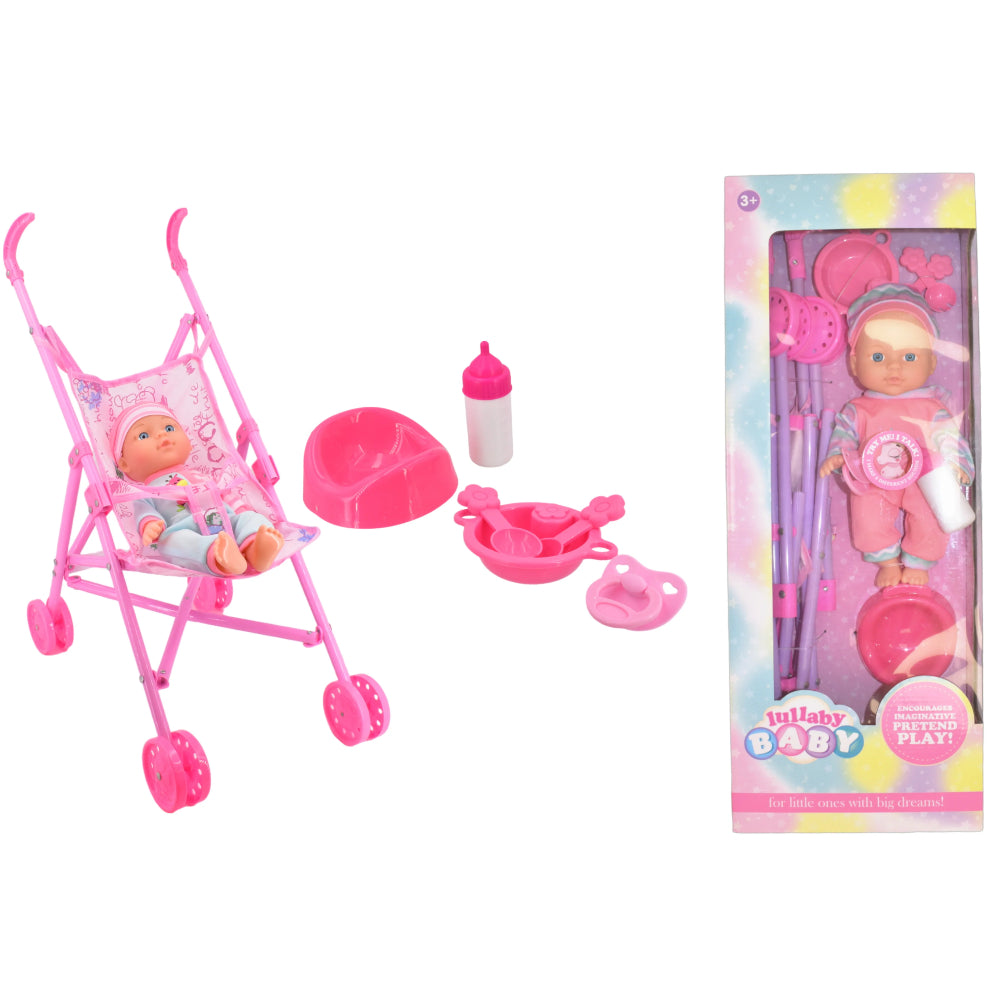 Large Baby Doll with Stroller & Accessories