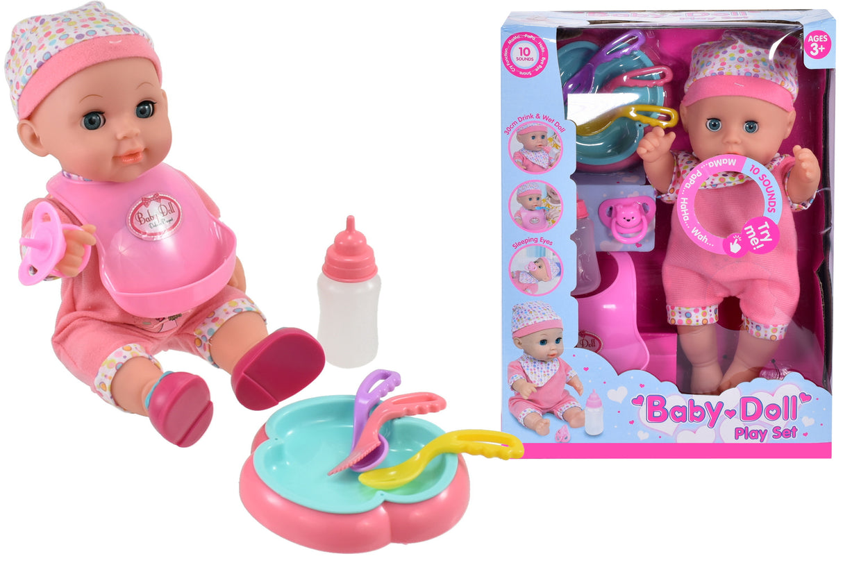 Drink & Wet Baby Doll Set with Bottle & Doll Accessories