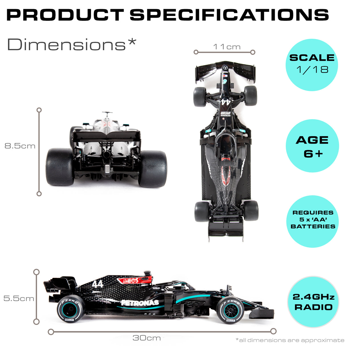 Remote Control 1:18 Mercedes W11 EQ F1 Car